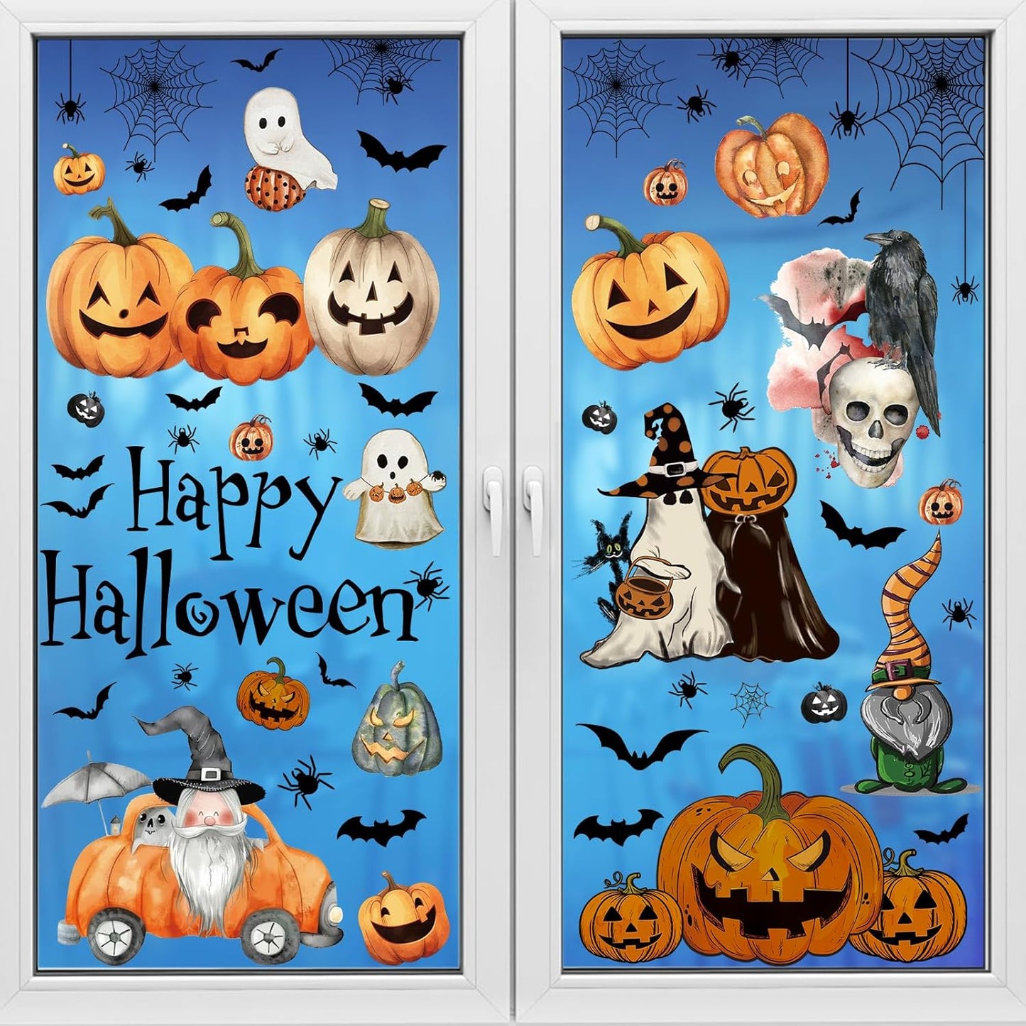 102 Pcs Halloween Window Clings, Halloween Window Decorative Stickers for Decorations Holiday outside Decorations(8X12Inch)