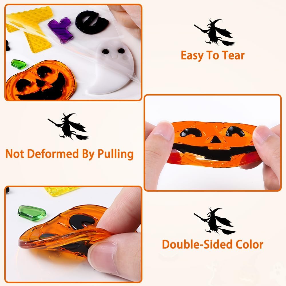 6 Pcs Halloween Gel Window Clings – Pumpkins, Ghosts, Bats & Spiders Party Decorations
