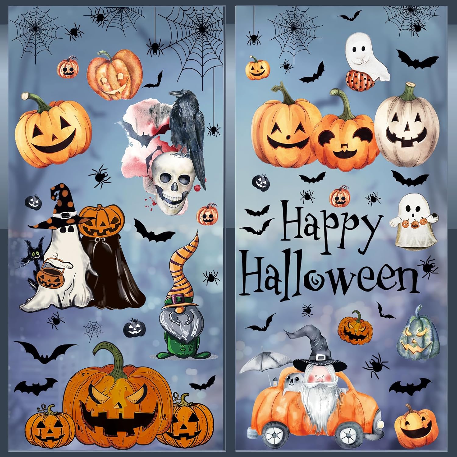 102 Pcs Halloween Window Clings, Halloween Window Decorative Stickers for Decorations Holiday outside Decorations(8X12Inch)