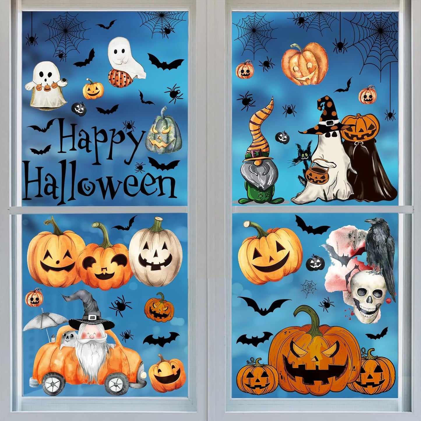 102 Pcs Halloween Window Clings, Halloween Window Decorative Stickers for Decorations Holiday outside Decorations(8X12Inch)