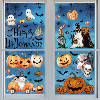 102 Pcs Halloween Window Clings, Halloween Window Decorative Stickers for Decorations Holiday outside Decorations(8X12Inch)