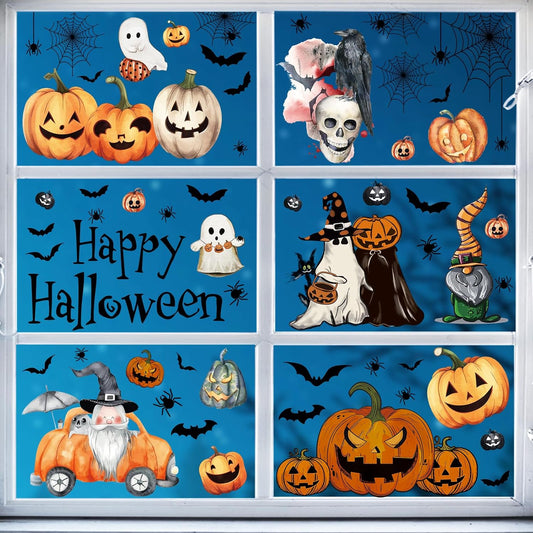 102 Pcs Halloween Window Clings, Halloween Window Decorative Stickers for Decorations Holiday outside Decorations(8X12Inch)